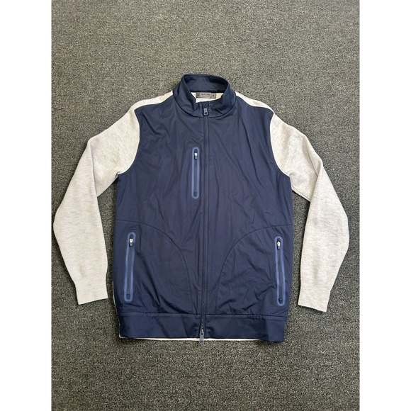 G/Fore Merino Wool Hybrid Full Zip Jacket Navy/Biege Mens Size Medium Golf Wear - Picture 2 of 9